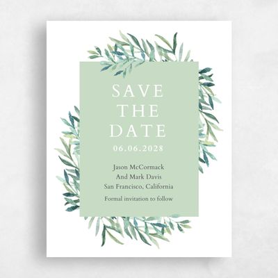 Green Simple Wedding Save the Date - Eastwick Block