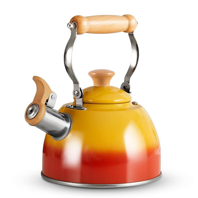 ROCKURWOK Tea Kettle, Tea Pot with Cool Touch Ergonomic Handle, Teapot Food Grade Stainless Steel, Tea Kettle Stovetop, Kettle Teapot, Whistling Tea Kettle, Small Tea Kettle, 1.6 Quart (Orange)