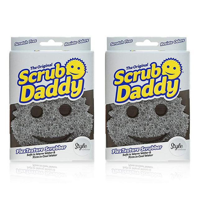 The Original Scrub Daddy Style Collection- Modern Neutral Gray Shade, FlexTexture, Soft in Warm Water, Firm in Cold, Deep Cleaning, Dishwasher Safe, Multi-use, Scratch Free, Odor Resistant, 2ct