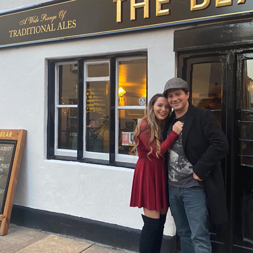 Outside one of the oldest pubs in Oxford England! He of course loved the atmosphere, and I loved getting to spend time with my sister and new brother-in-law!