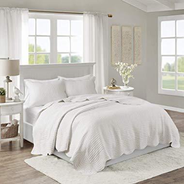 Madison Park Tuscany 3 Piece Coverlet Set, Full/Queen, White