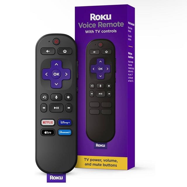 Roku Voice Remote | TV Remote Control with Voice Control, TV Controls, Simple Setup, & Pre-Set App Shortcuts - Replacement Remote Compatible with Roku TV, Roku Players, & Roku Audio
