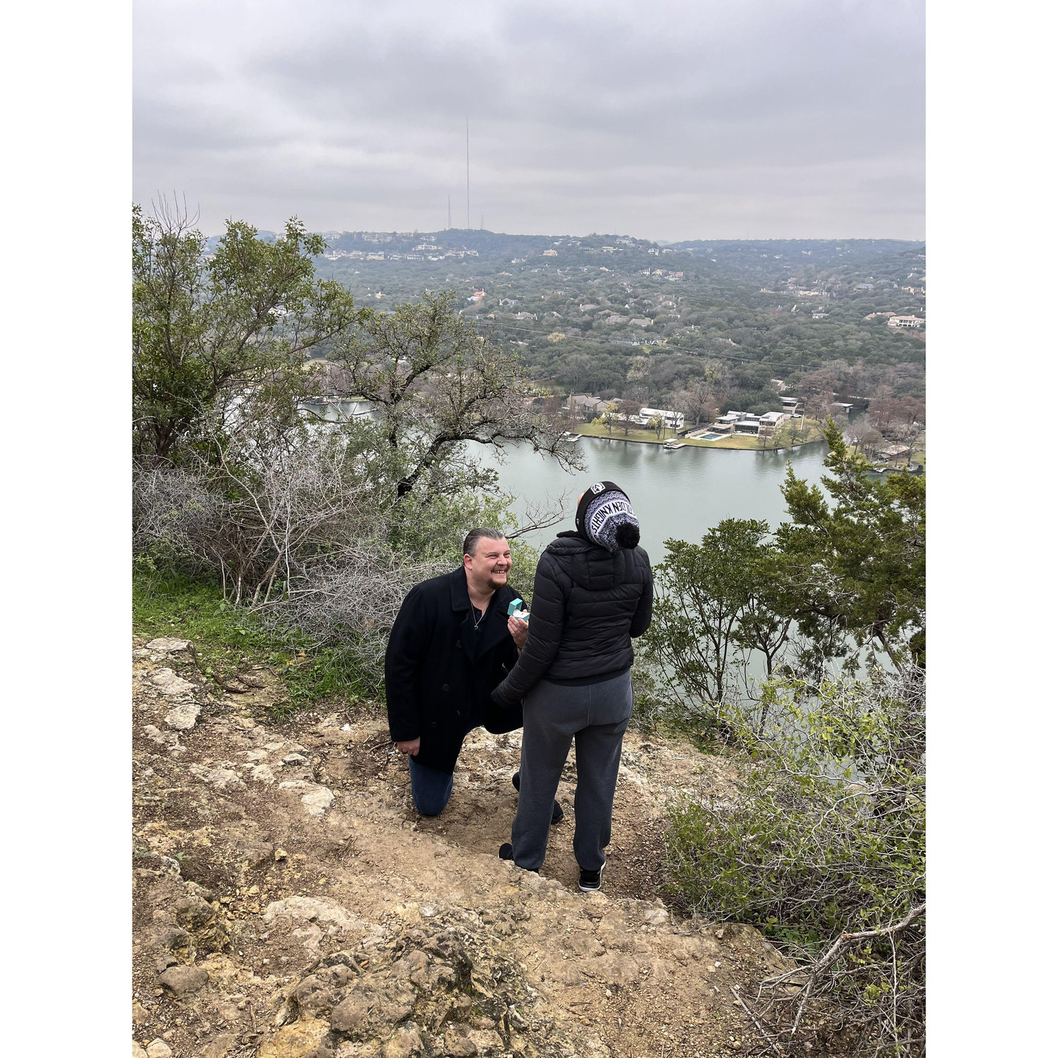 Proposal at the top of Mount Bonnel in Austin, TX on Dec. 21, 2022!
