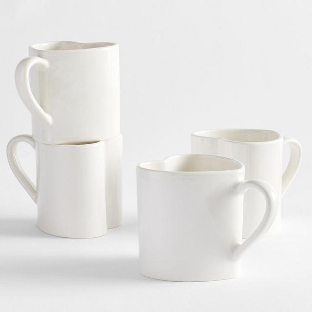 Heart Mugs, Set of 4 - White