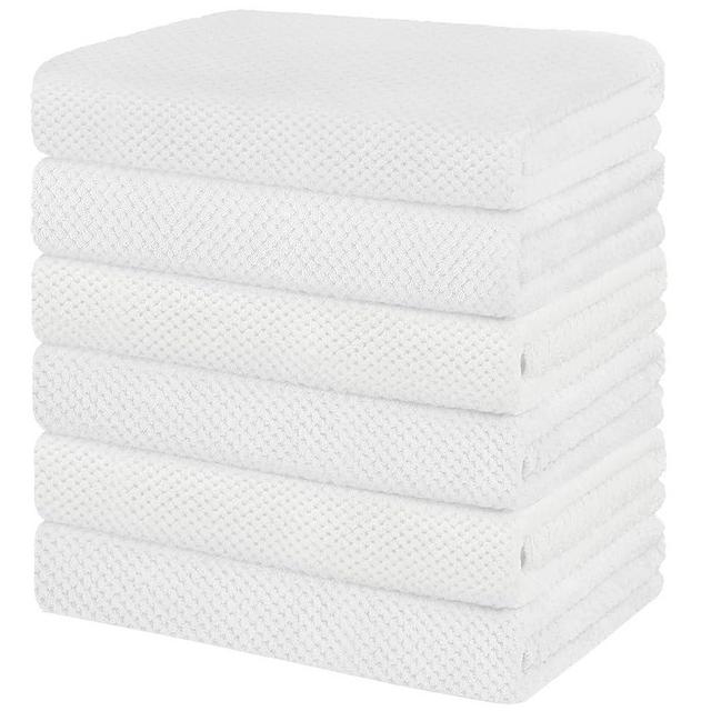 HOMEXCEL 6 Pack Bath Towel Set, (24 x 48 Inches) Microfiber Ultra Soft Highly Absorbent Bath Towels, Lightweight and Quick Drying Towels for Hotel, Bathroom, Spa and Beauty Parlor, White