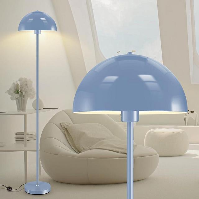 Bricosmocon Floor Lamp, Industrial Blue Floor Lamps for Living Room, 65.6in Standing Lamp, Retro Mushroom Dome Shade, Whole Metal, E26 Socket, Mid Century Modern Floor Lamp for Bedroom/Office,No Bulb