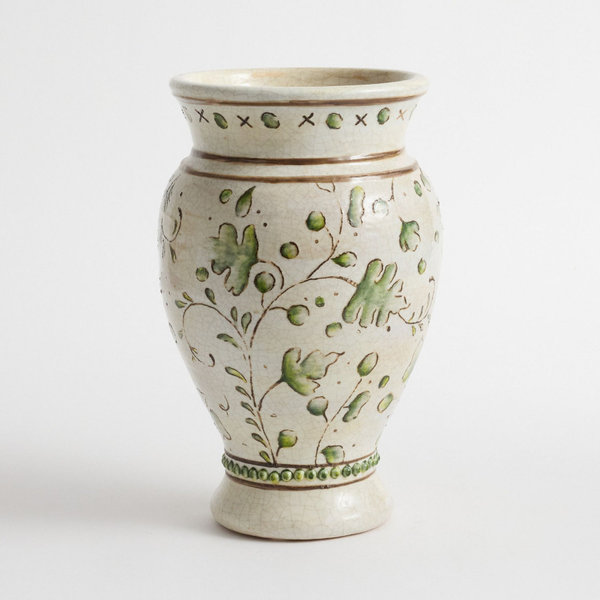 Large Green Floral Vase