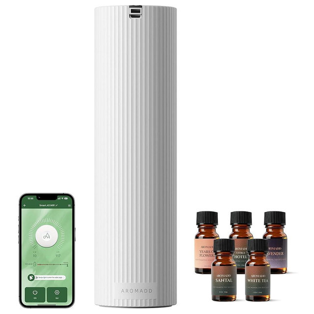 Aromadd Scent Diffuser Starter Kit – Waterless Essential Oil Diffuser for Home, 1500 Sq.Ft Coverage Scent Air Machine, Smart Auto Mode Hotel Collection Diffuser with Cold Air Tech (White)