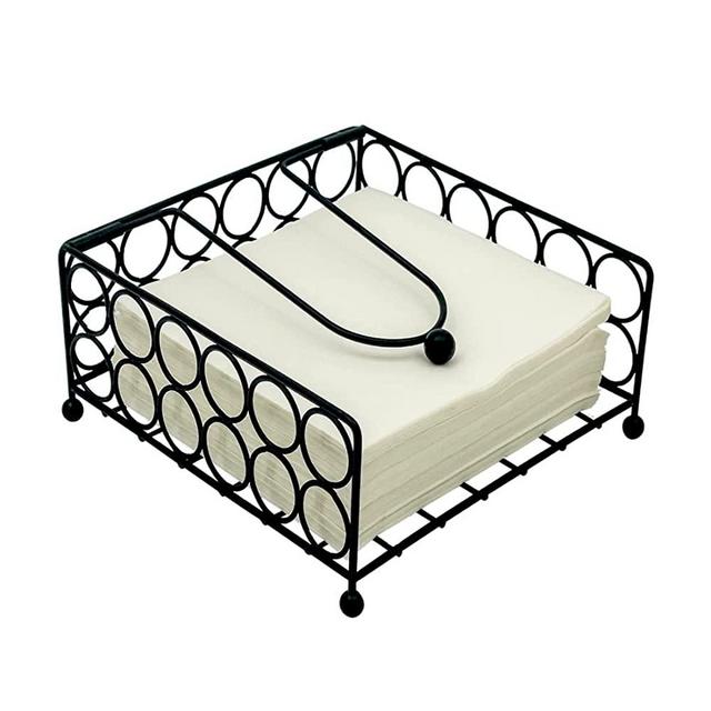 The Amador Store Napkin Holder, Lattice Napkin Holder for Kitchen & Dinning Table,Napkin Basket Holder with Weighted Arm-Premium Quality Paper Napkin Holder for indoor & Outdoor. 7" x 7" x 3"