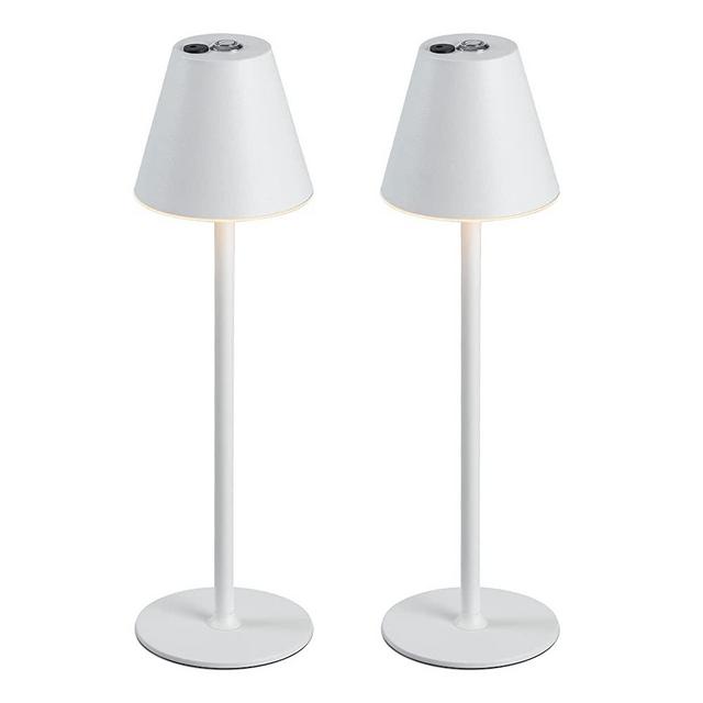 2 Pack LED CordlessTable Lamp,4000mAh Rechargeable Battery Desk lamp,3 Level Brightness Night Light, Metal Shell,Minimalist Design, for Couple Dinner/Coffee Table/Restaurant/Bedroom(White 2pack)