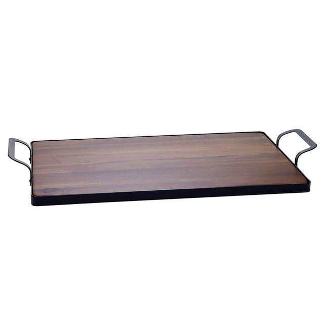 Certified International Acacia Wood Tray with Metal Frame