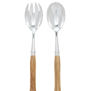 Riviera Silver-Plated Olivewood Salad Set