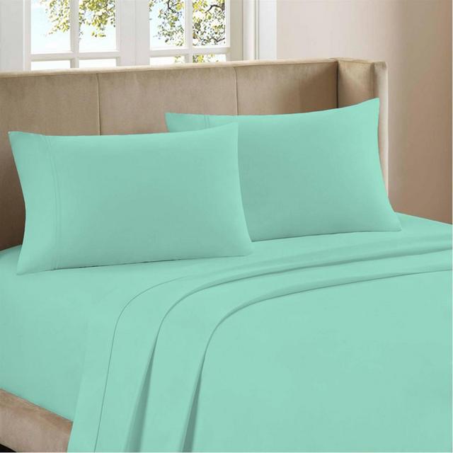 Queen 1200 Thread Count Cotton Rich Sateen Sheet Set Green - Color Sense