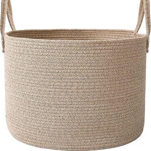 Woven Blanket Basket, 115L Large Rope Storage Bin with Handles, Organizer for Blankets Toys Book and Clothes, Laundry Basket for Living Room Bedroom Nursery,Oatmeal