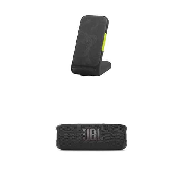 JBL Flip 6 - Portable Bluetooth Speaker, Powerful Sound and deep bass, IPX7 Waterproof, 12 Hours of Playtime and InfinityLab InstantStation Fast Charging Wireless Charger (Black)