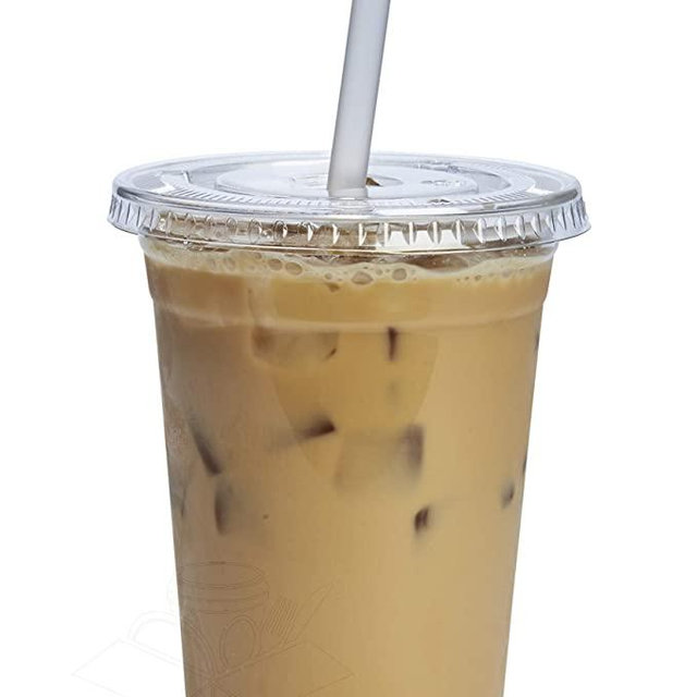 [50 Sets - 20 oz.] Plastic Cups With Flat Lids