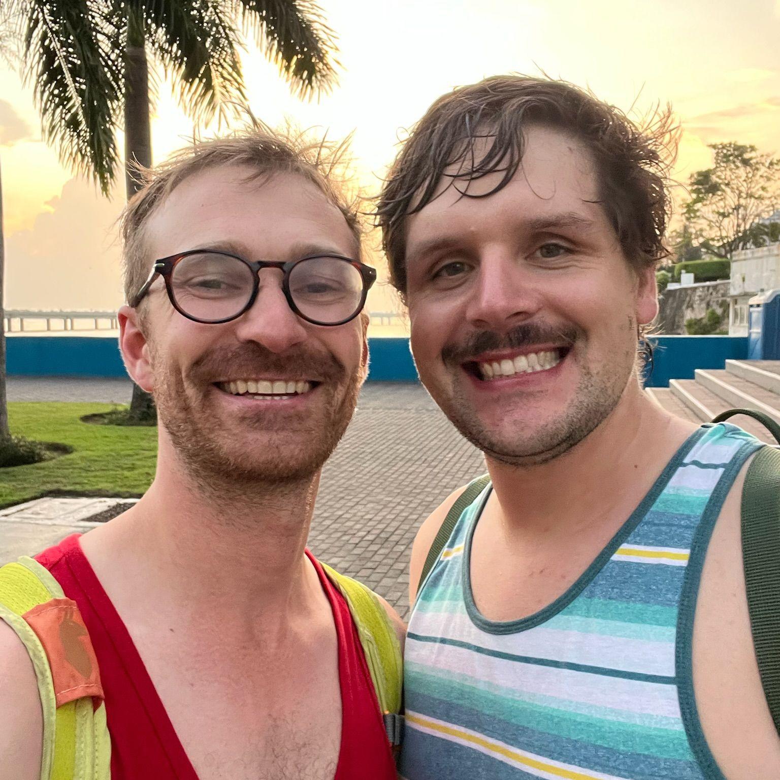rollerskating at sunrise along Panama City's oceanfront on Lewis's 30th birthday