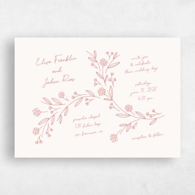 Pink Coral Wedding Invitation - Larian Landscape