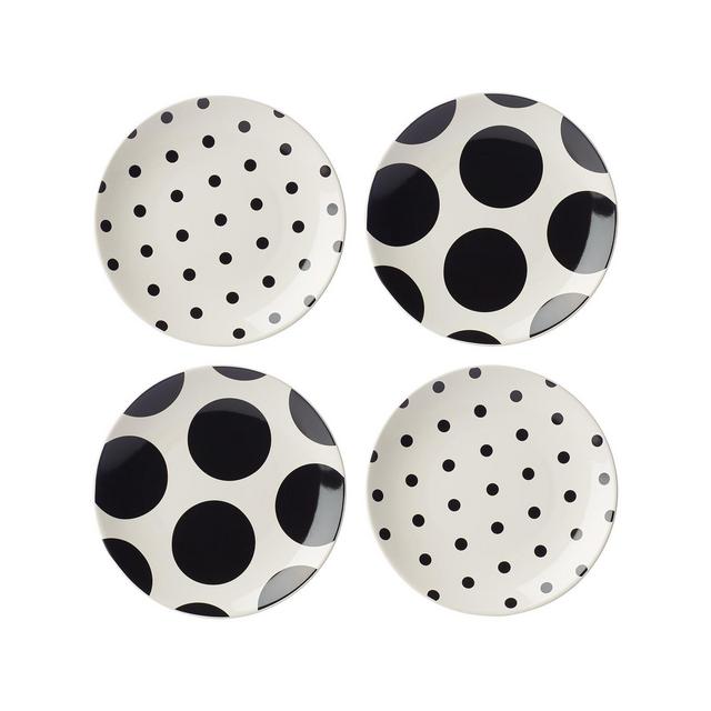 Kate Spade on the Dot Assorted Tidbit Plates 4 Piece Set, Service for 4