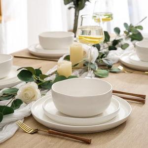 Wavy Rim Stoneware Plates and Bowls Sets