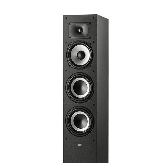 Polk Monitor XT60 Tower Speaker - Hi-Res Audio Certified, Dolby Atmos, DTS:X & Auro 3D Compatible, 1" Tweeter, 6.5" Dynamically Balanced Woofer, (2) 6.5" Passive Radiators (Single, Midnight Black)