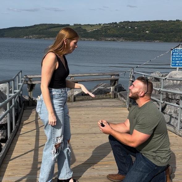The "yes" day! Kyle proposed on the pier at Seneca Lake. I thought it was an anniversary trip. He totally surprised me! September 23, 2023.