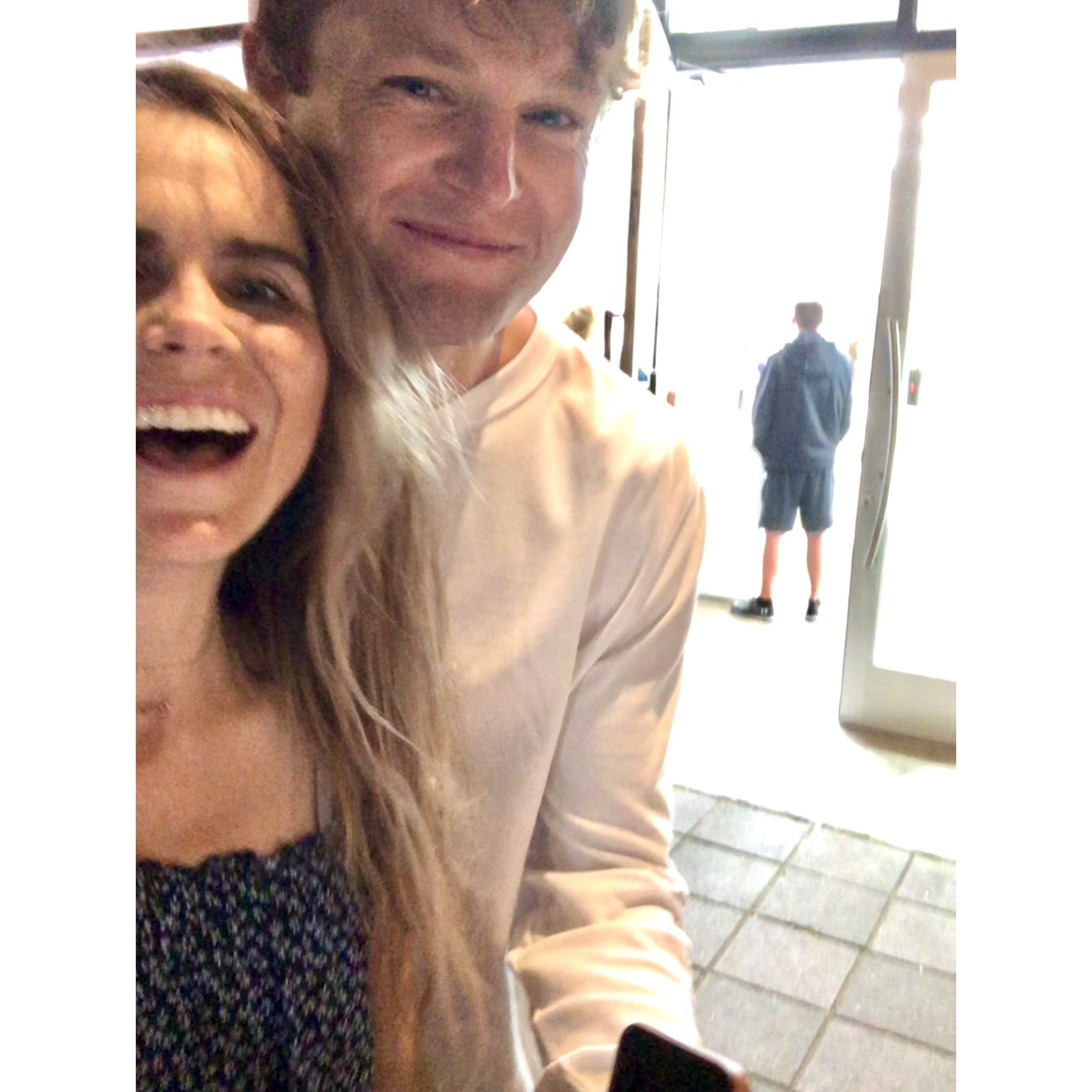 First date and first picture! June 30, 2021 with Crumbl Cookies