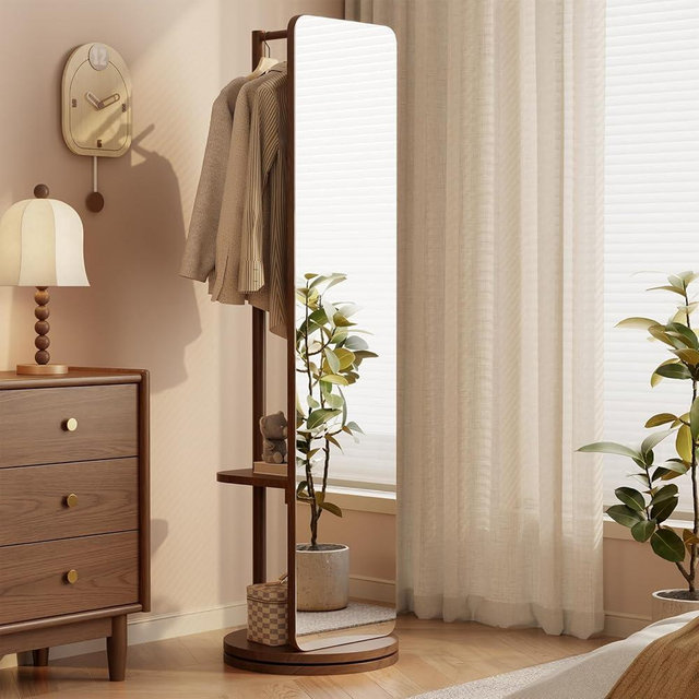 Full Length Mirror Coat Rack Solid Wood Floor Mirror 70"x16" Full Length Mirror with Stand Long Mirrors for Bedroom,Living Room
