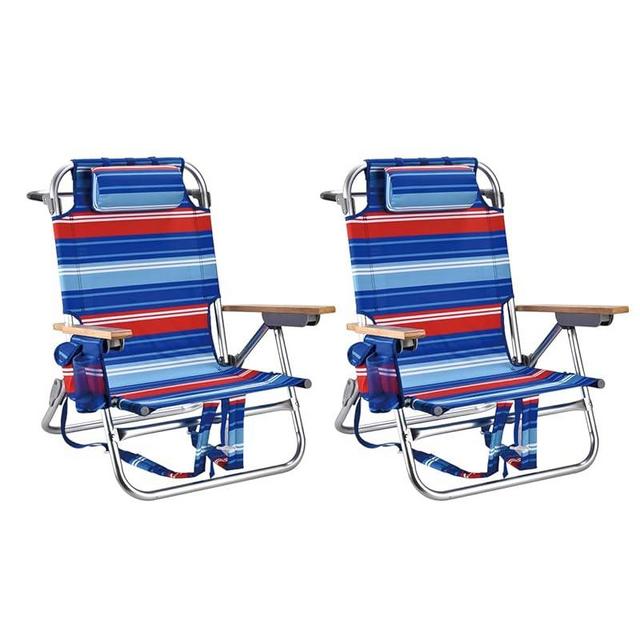 Backpack Beach Chairs for Adults Capacity 300 LBS Low 5 Position Beach Chair with Pouch Straps Folding Lightweight Reclining Aluminum Wide Lay Flat Single