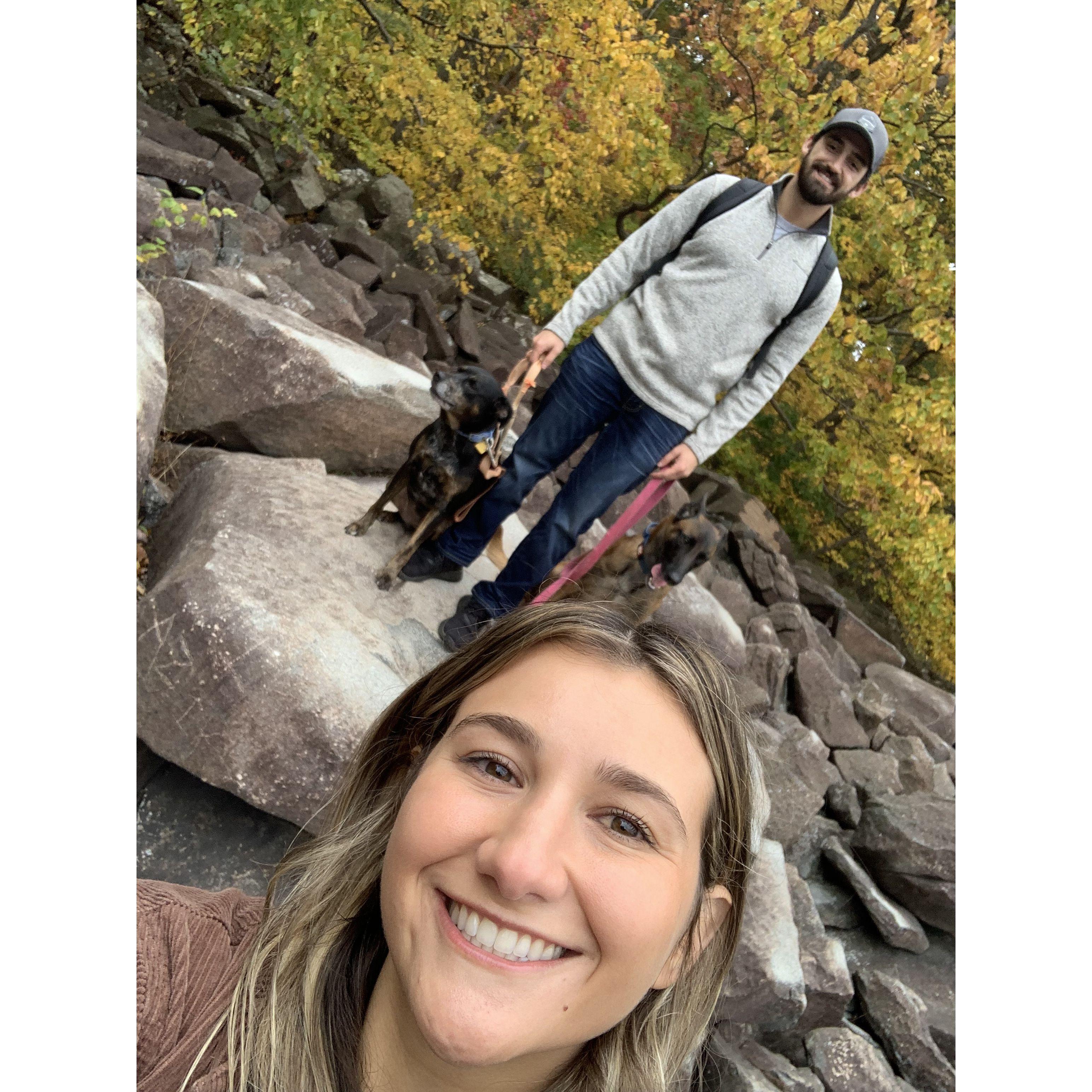 Fall of 2023 when we went on a mini road trip around the Delaware River Valley. We went to a park where the rocks will ring if you hit them with a hammer