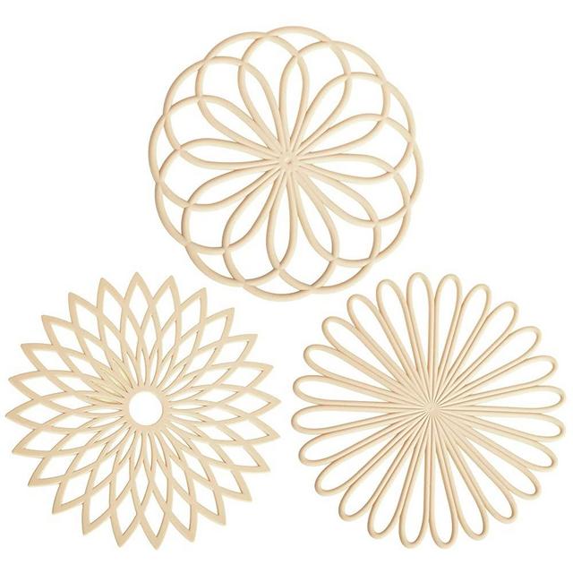 Beige Silicone Mat, Trivets for Hot Pots and Pans,Pot Holders for Kitchen,Hot Pads Silicone Trivet, Silicone Pot Holders, Potholders, Table Pad, Multi-use Flower Heat Resistant Mat, Hotpads