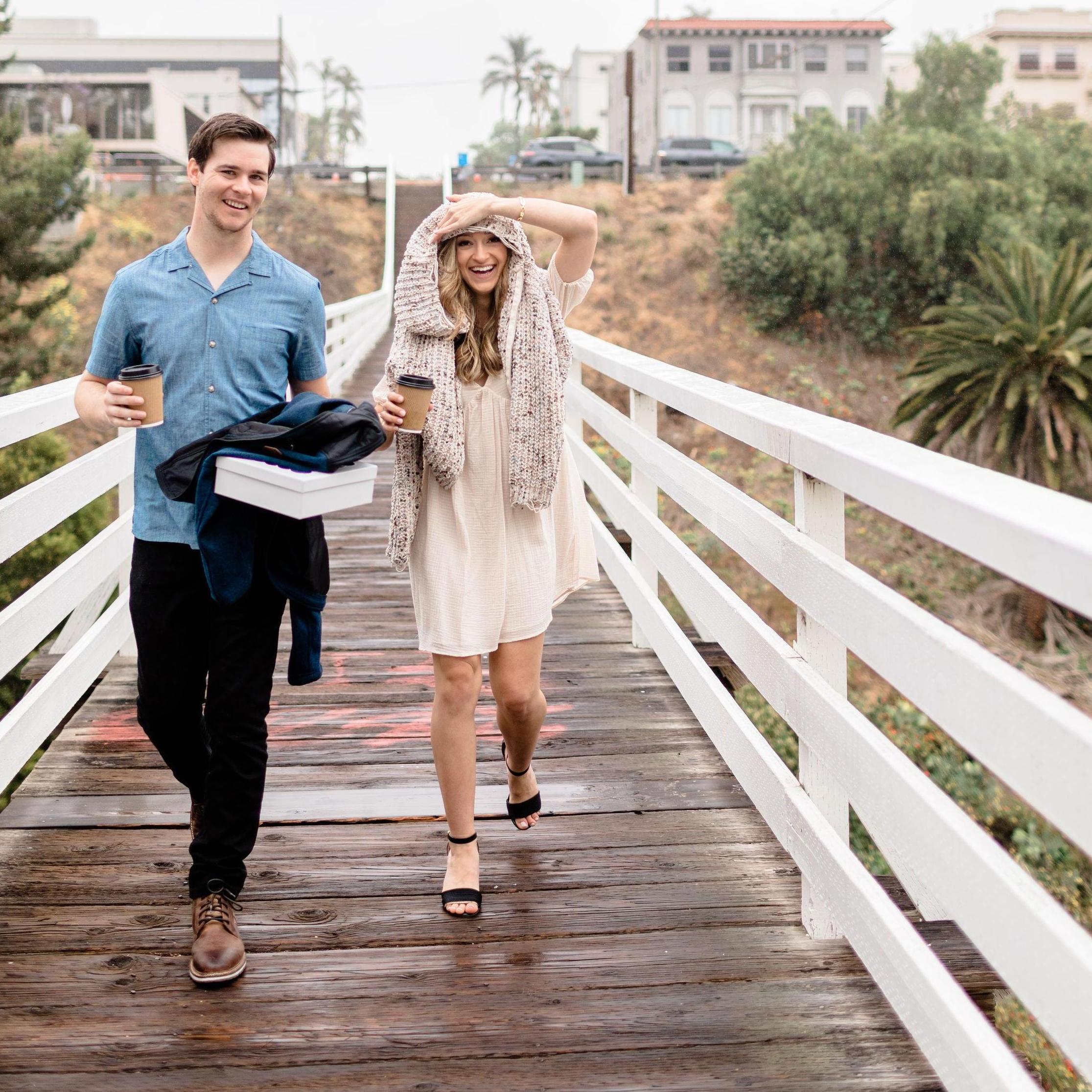 Behind the scenes of our rainy engagement photoshoot