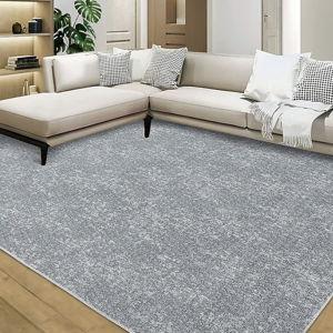 Garvee 9 x 12 (ft) Polyester Gray Rectangular Indoor Solid Farmhouse/Cottage Machine washable Area rug