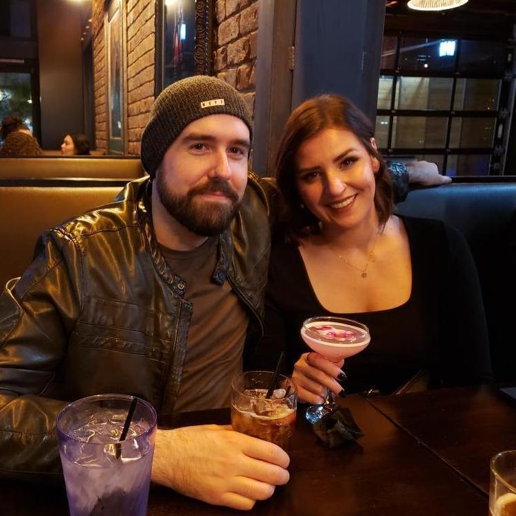 Drinks at a bar in downtown Chandler, AZ as part of a "holiday pub crawl" with" Shelby's family in December 2022.