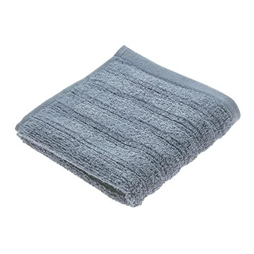 iDesign Spa Washcloth with Hanging Loop, 100% Cotton Textured Striped Soft Absorbent Machine Washable Towel for Bathroom, Shower, Tub - Dusty Blue