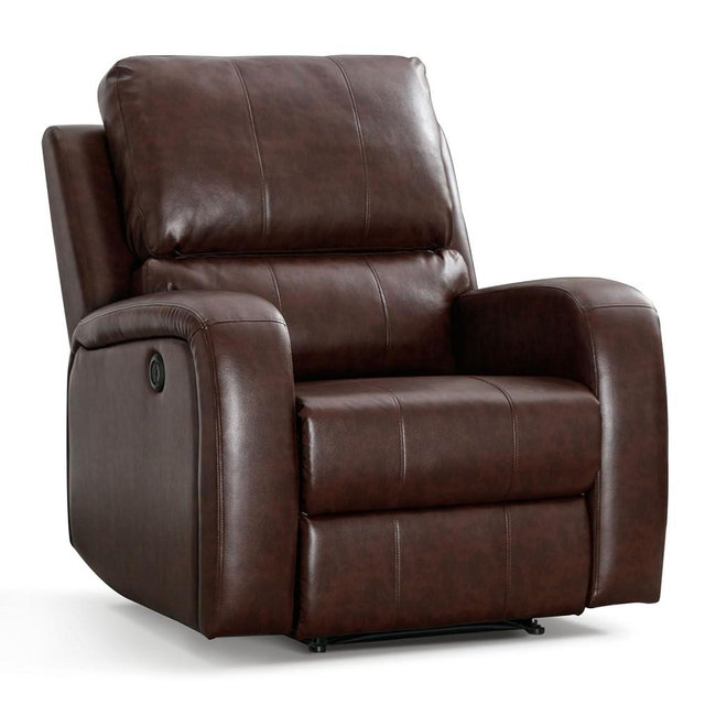 HAOMARKETS Electric Recliner Chair, Soft PU Leather Power Recliners with Padded Backrest, Single Overstuffed Heavy Duty Reclining Sofa for Living Room Bedroom, Brown