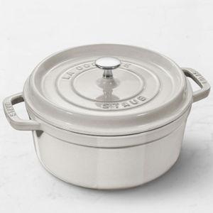 Staub Enameled Cast Iron Round Dutch Oven (7-Qt., Color White Truffle)