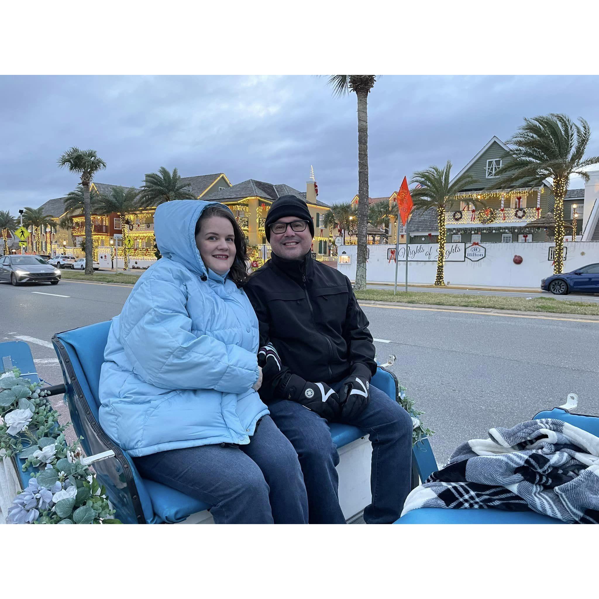 Right before he asked me to marry him on a carriage ride in St. Augustine.