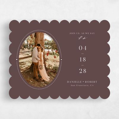 Brown Scalloped Wedding Save the Date - Asher Landscape