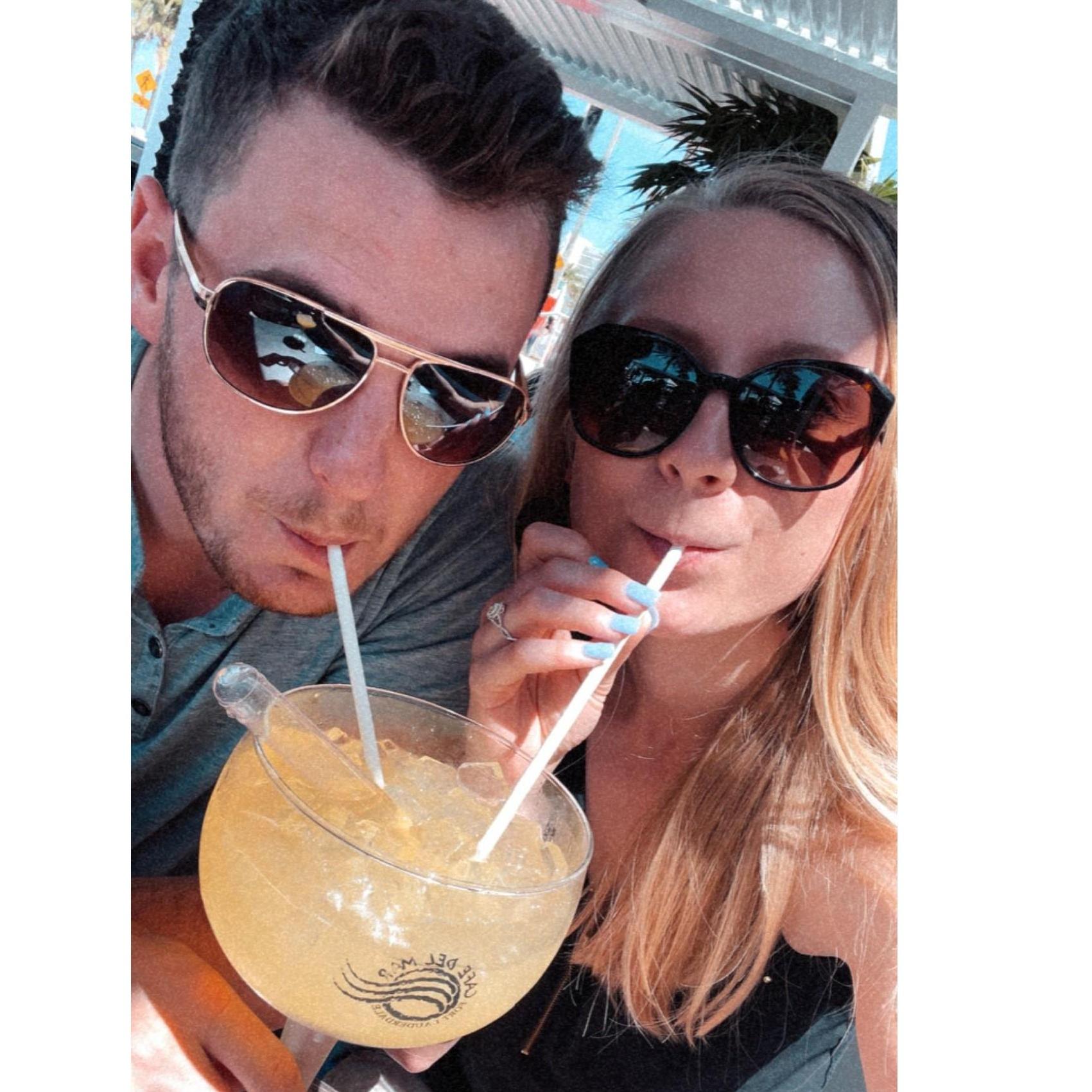 Celebration drinks on our engagement trip in Florida!