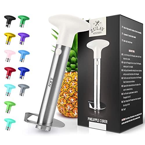 Zulay Kitchen Pineapple Corer and Slicer tool - Stainless Steel Pineapple Cutter for Easy Core Removal & Slicing - Super Fast Pineapple Slicer and Corer Tool Saves you Time - Ivory