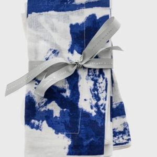 Brushstroke dinner napkins, blue, set of two