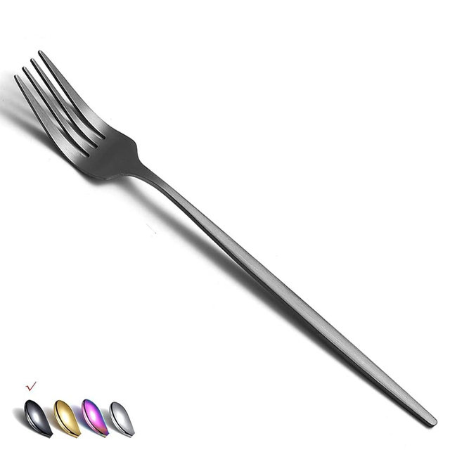 Matt Black 6 Piece Dinner Forks, 8.4'' Stainless Steel Silverware Set, Dessert, Salad, Table Forks for Home, Kitchen or Restaurant, Dishwasher Safe