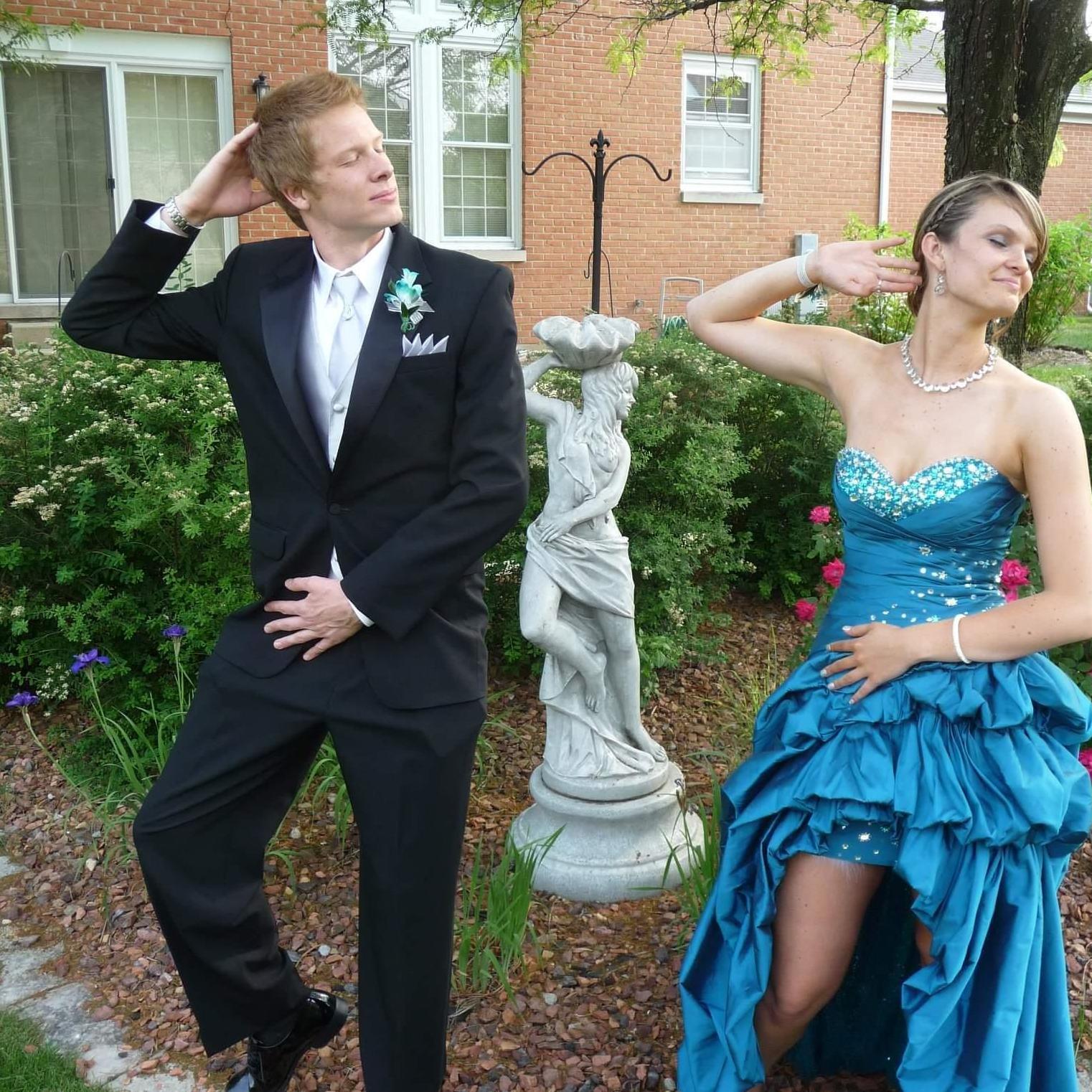 Ash's Senior year Prom! We have loved posing with this statue so much that when Ash's parents sold 300 Radcliffe, we shipped it to California!