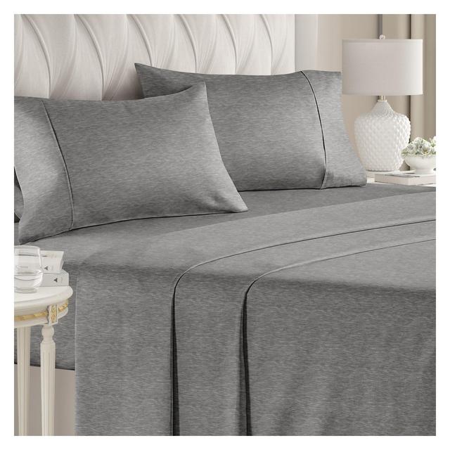 CGK Linens 4 Piece Deep Pocket Microfiber Sheet Set in Heathered Grey, Size Queen