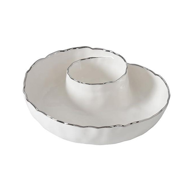 Portofino Plata, Round Chip & Dip, 9.5” D x 2.75"