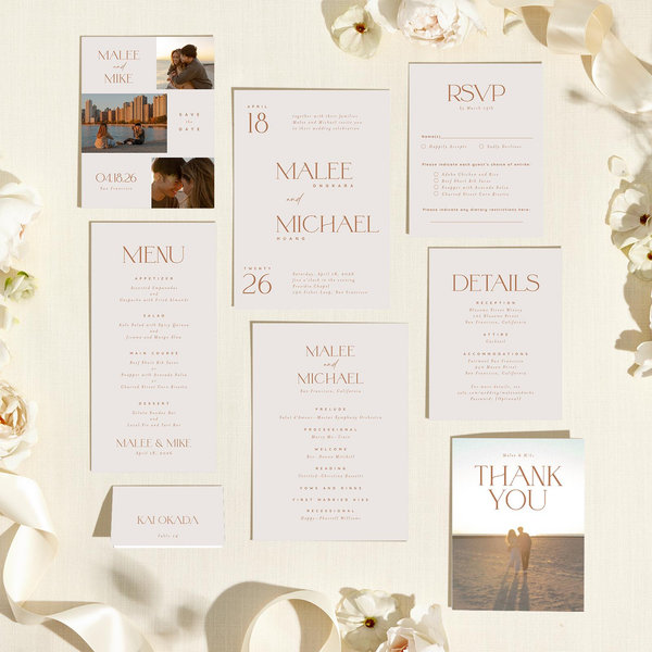 Buenos Portrait | Light Greige | Zola Wedding Invitations
