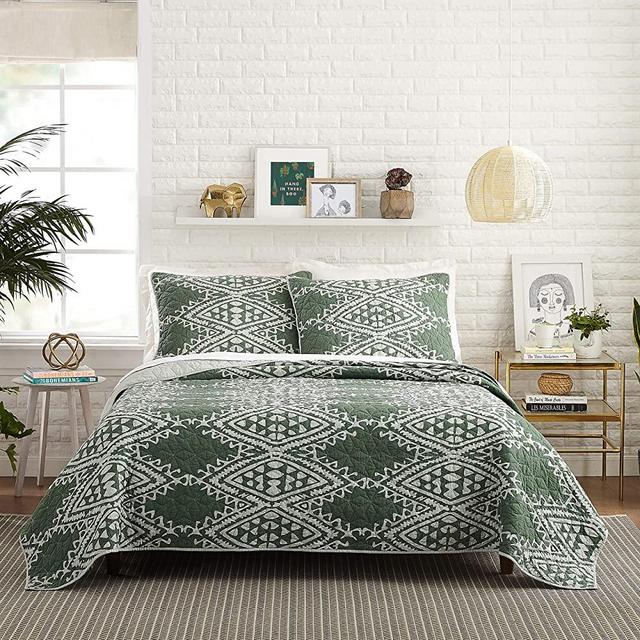 Justina Blakeney Makers Collective Aisha 3-Piece Quilt Set - Full/Queen, Green