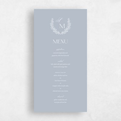 Cloud Gray, Grey Wedding Menu - Oakdale