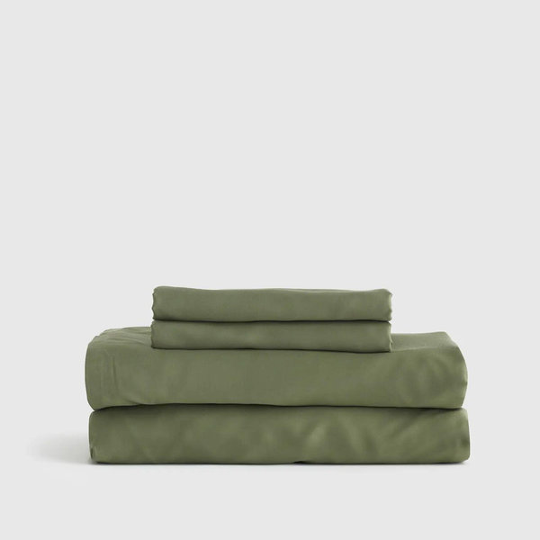 Organic Bamboo Viscose Sheet Set - Olive - King with Flat Sheet